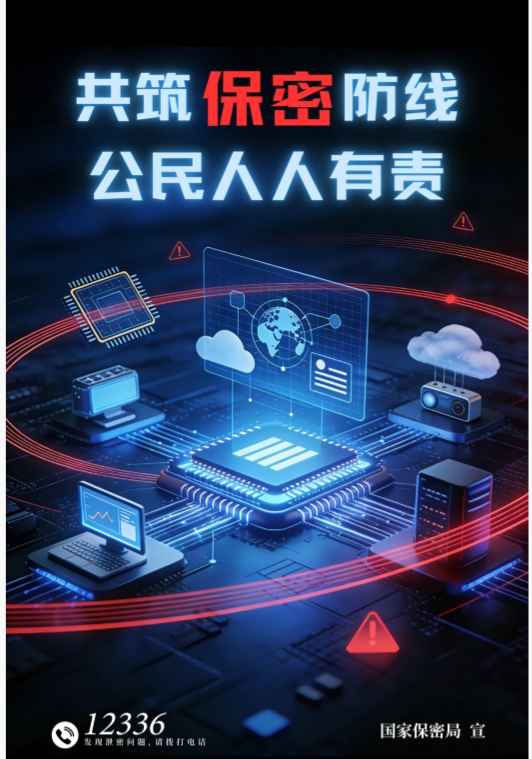 2026年全国保密宣传教育月公益海报《数智红线》